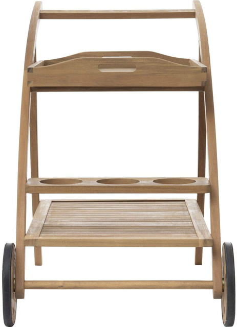 Bar de gradina cu roti TIWI cu tava detasabila, lemn de salcam