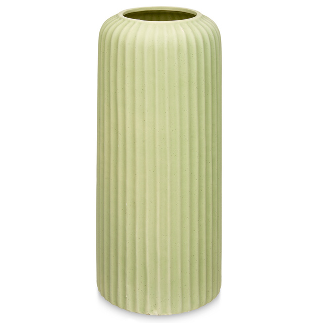 Vaza ceramica cu striatii, verde, inaltime 40 cm