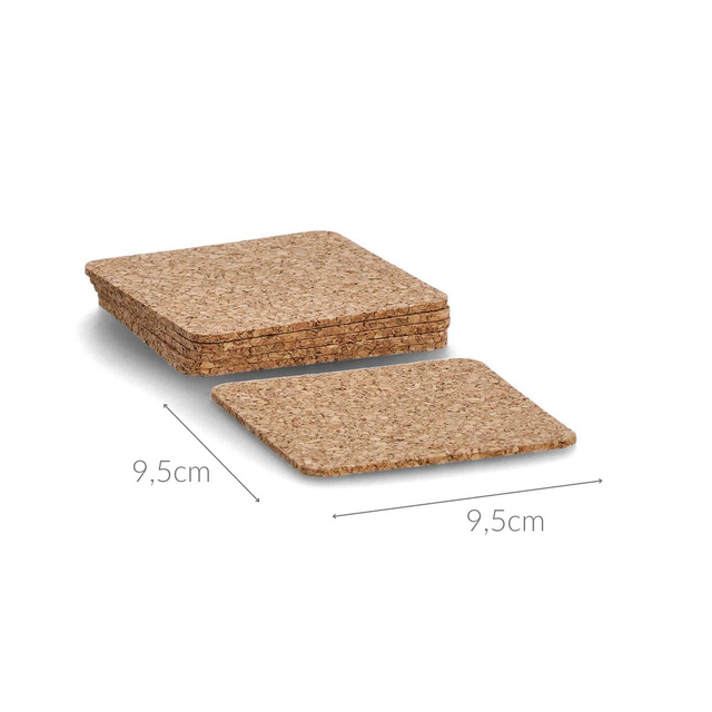 Suporturi din pluta, 6 buc, 9,5 cm