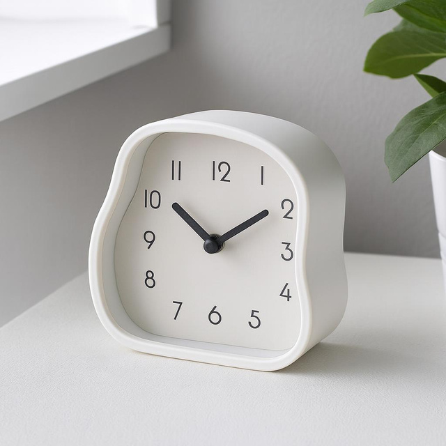 Ceas de masă AMORPH cu formă organică, cu față din sticlă, 12 cm, roz