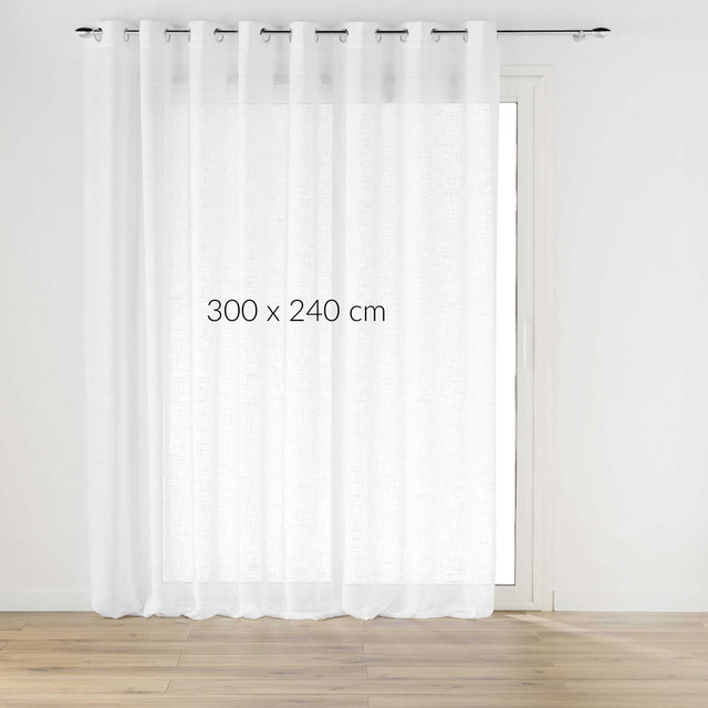 Perdea largă cu inele, cu efect de in, HALTONA, 400 x 240 cm