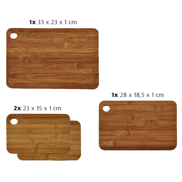 Set de 4 tocătoare din bambus închis la culoare