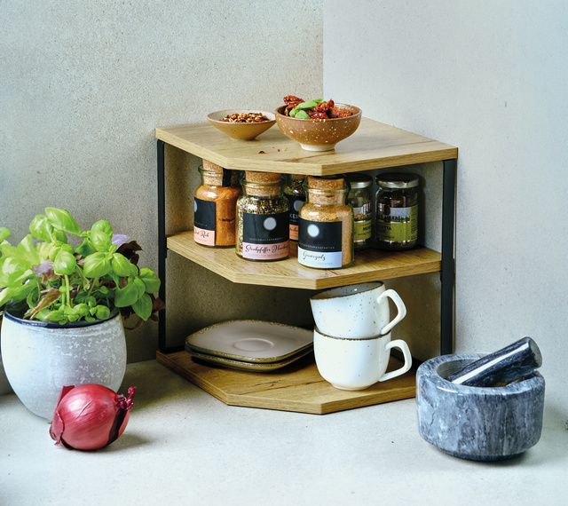 Raft bucatarie coltar cu trei polite, 26 x 28 cm