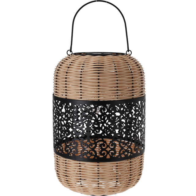 Lampa solara, elemente din rachita si ornament decorativ, Ø 24 x 36 cm