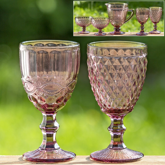 Potir cu decor, roz, AURORA, 300 ml