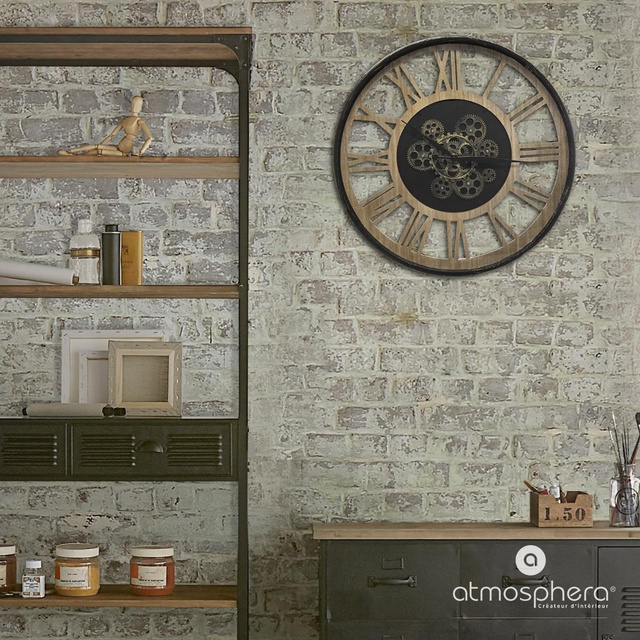 Ceas de perete loft cu mecanism vizibil, Ø 57 cm