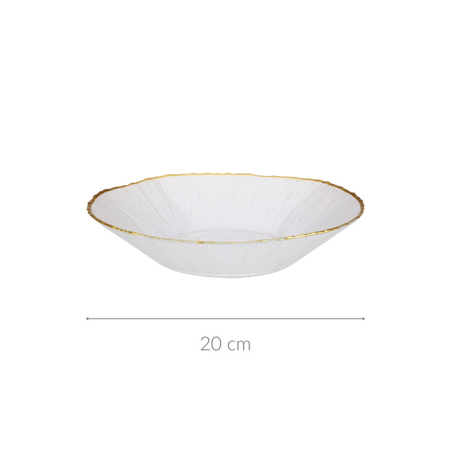Farfurie adâncă din sticlă cu margine aurie DATURA, 20 cm