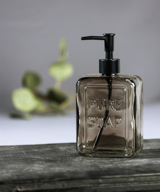 Distribuitor de sapun lichid PURE, sticla neagra, 550 ml, Wenko