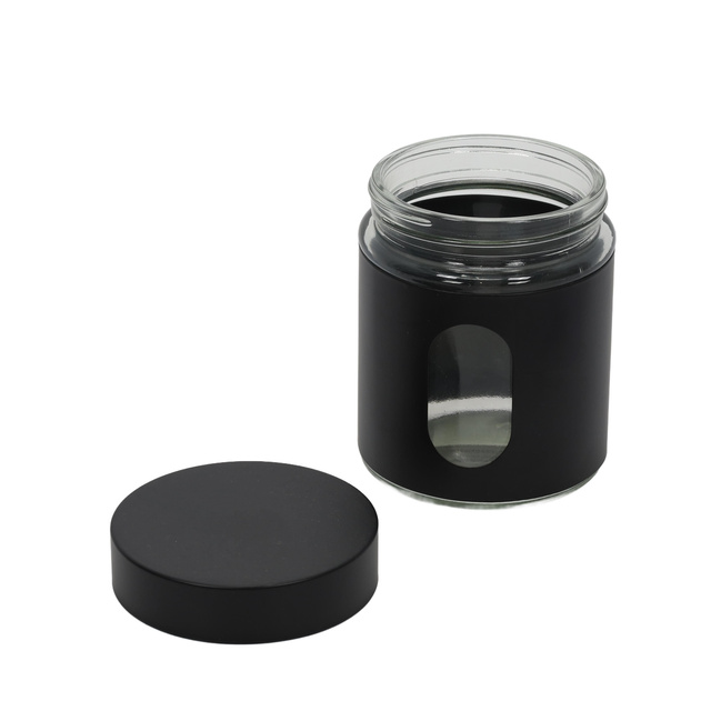 Pojemnik do przechowywania, szklany, w obudowie z wizjerem, pojemność 0,6 l, czarny, Zeller