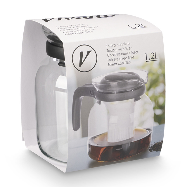 Cană de sticlă cu infuzor cafea și ceai, 1,2 l