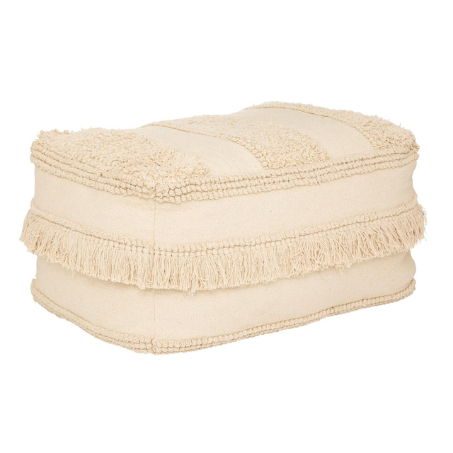 Puf boho cu franjuri, bumbac reciclat, 65 x 45 x 35 cm