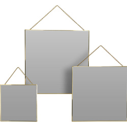 Set oglinzi suspendate, rama aurie, 3 piese