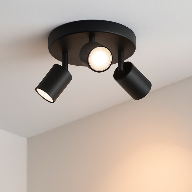 Lămpi de tavan VICO, abajururi metalice, 3 puncte, negru