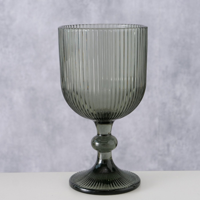 Pahar pentru vin din sticla canelata Rigano, gri