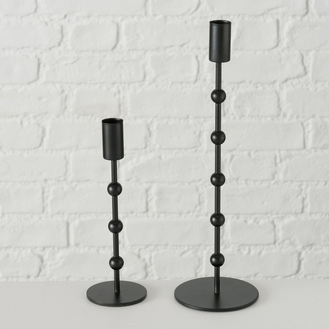 Sfeșnic din metal Kimberly, set 2 bucati, negru