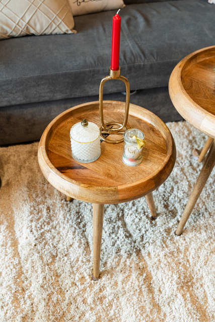 Masuta de cafea Herve, set 2 bucati, lemn de mango