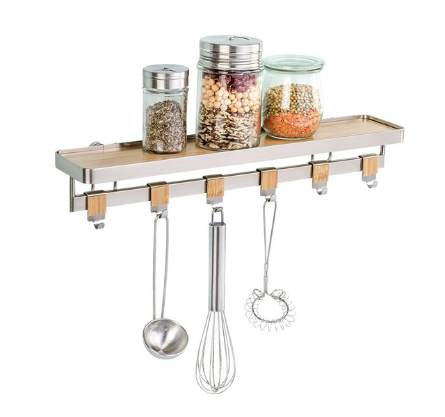 Raft de bucătărie pentru condimente cu suport Bamboo Premium, WENKO