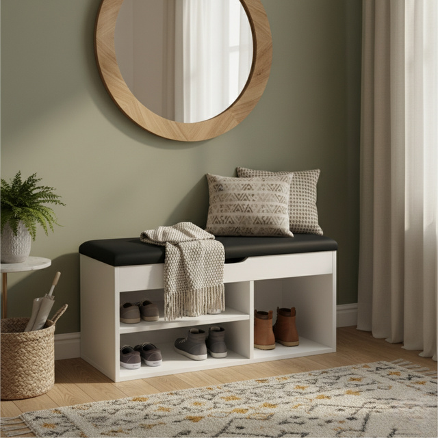 Dulap pentru pantofi cu loc de șezut TRIA, 80 x 43 x 30 cm