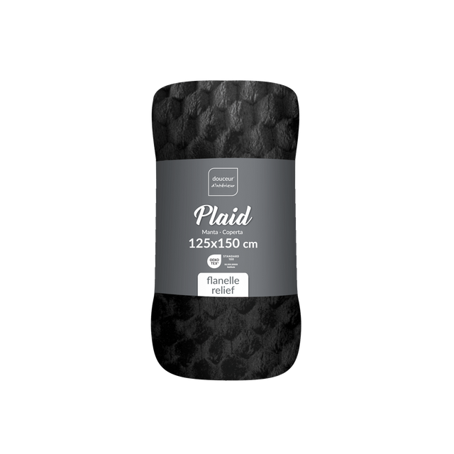 Pătură din flanel 125 x 150 cm FROSTY, negru