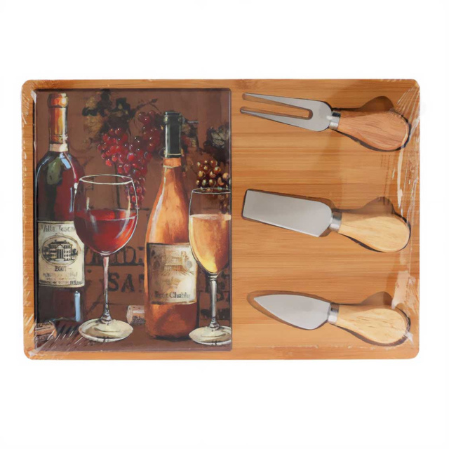Tabla de branza cu set de cutite, 30 x 21 cm
