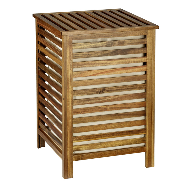 Coș de rufe din lemn cu capac FONDI, înălțime 65 cm