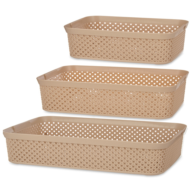 Coșuri din plastic pentru depozitare, set 3 buc.