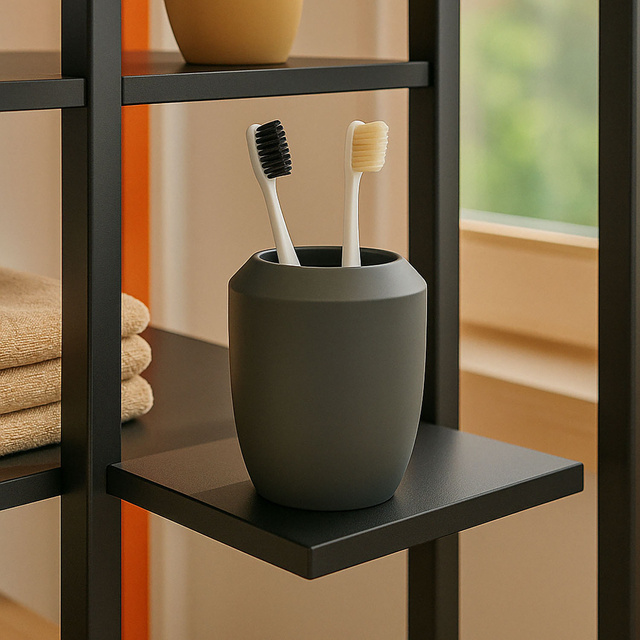 Pahar de periuță de dinți TRIO, Ø 8 cm, gri