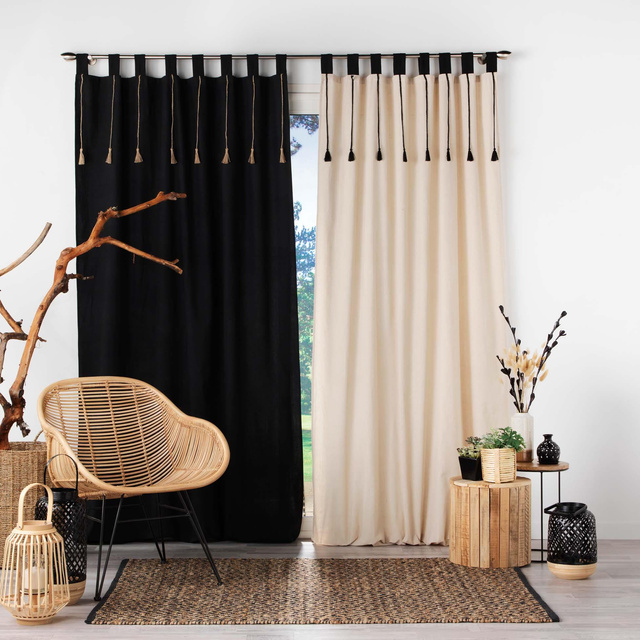 Perdea cu inele textile FILINE, bumbac artificial, 140 x 240 cm