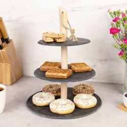 Suport prajituri EH Excellent Houseware, 3 etaj, Lemn