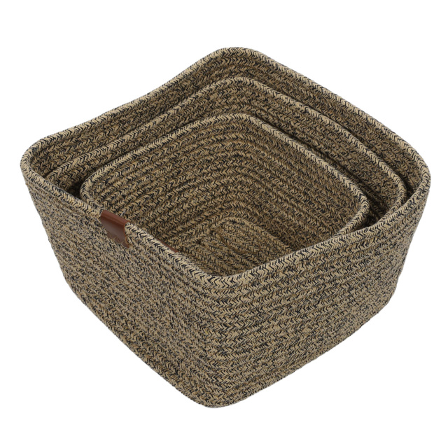 Coșuri de depozitare, împletite din bumbac, 3 bucăți