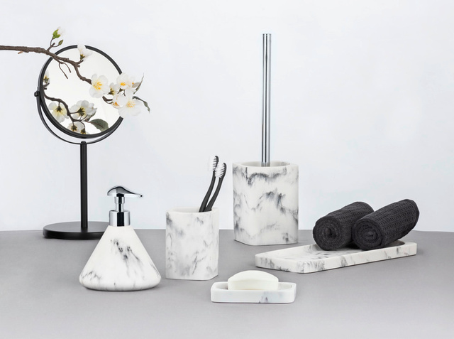 Raft pentru baie DESIO, polirasina efect marmura, alb, Wenko