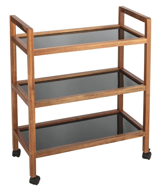 Etajeră mobilă lată din lemn de salcâm FONDI, înălțime 76,5 cm