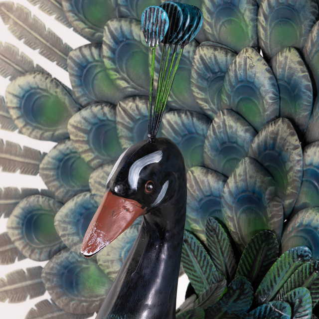 Paun de gradina din metal, 30 x 65 x 63 cm