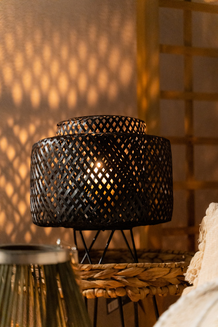 Veioza boho LIBY, impletitura din bambus, 25 cm