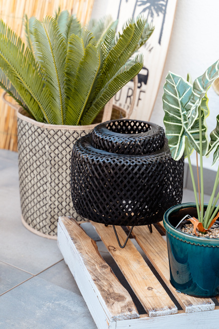 Veioza boho LIBY, impletitura din bambus, 25 cm