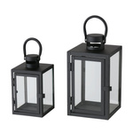 Lantern metalic cu geam din sticla, doua marimi, ARANA