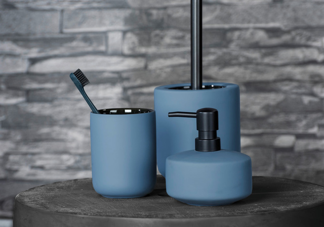Suport periuta de dinti AVELLINO, ceramic, albastru, Ø 7,5 cm, Wenko