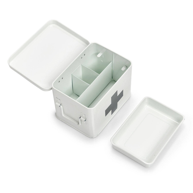 Trusă medicală metalică, cutie medicală, 22x16x16 cm, ZELLER, roșie