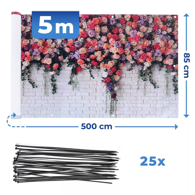 Husa pentru balcon cu trandafiri, 5 m x 85 cm