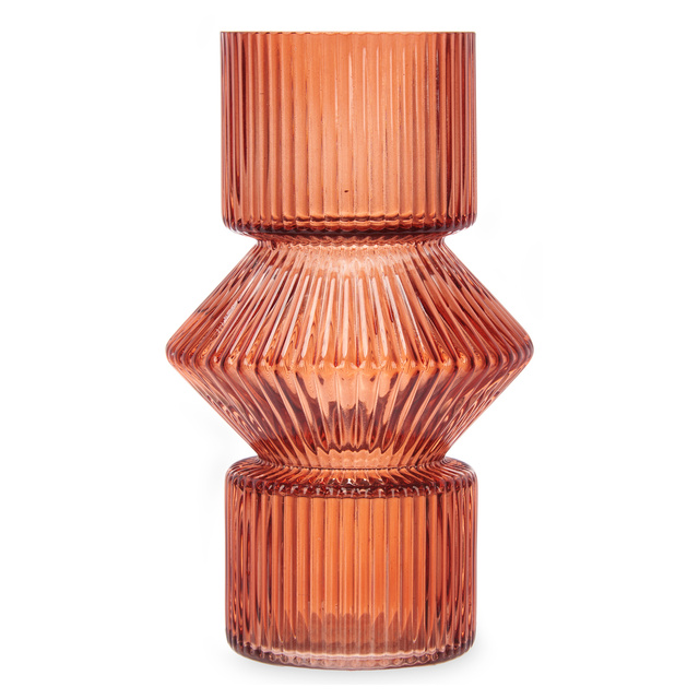 Vaza din sticla, canelata, 9,5 x 16,5 cm