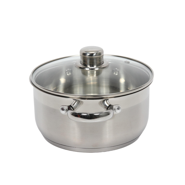 Oală din oțel cu capac de sticlă, 3 l