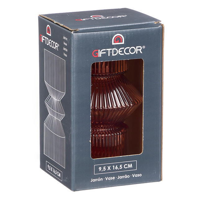 Vaza din sticla, canelata, 9,5 x 16,5 cm