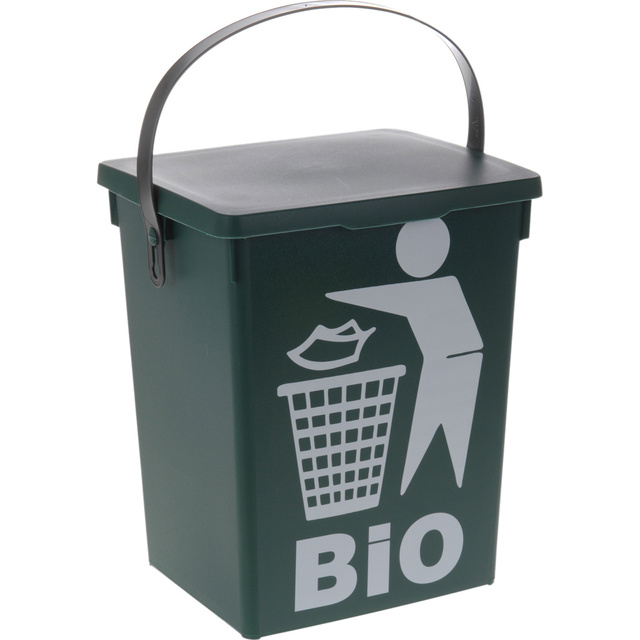 Recipient pentru deșeuri organice cu logo BIO, cu mânere, 5 l