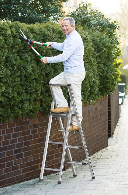 Scară din aluminiu, cu 4 trepte, WENKO, gri