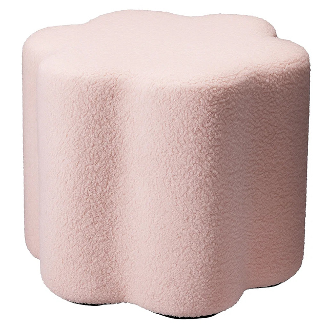 Puf floare YORE, tapițerie miel, 34 x 34 x 29 cm, roz