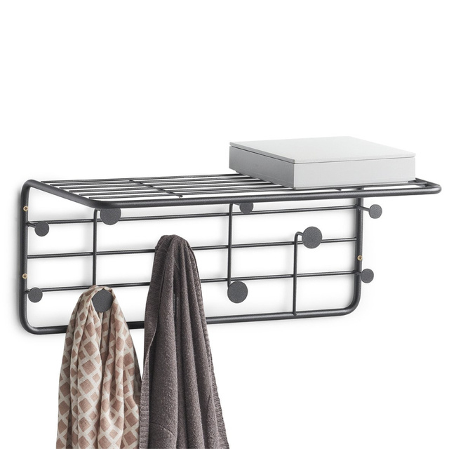 Cuier cu poliță, 10 cârlige, metal, ZELLER