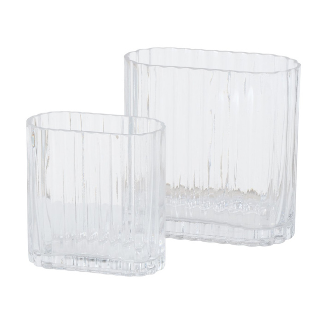 Set 2 vaze din sticla Tulipa, alungite, transparent
