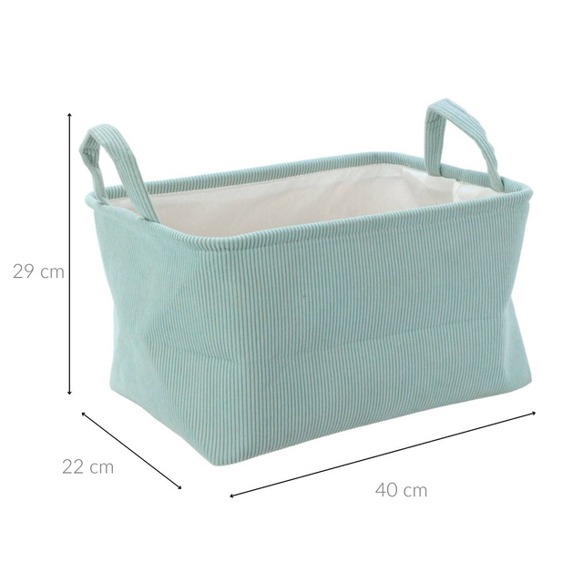 Coș de depozitare cu mânere, din poliester, 40 x 29 x 22 cm