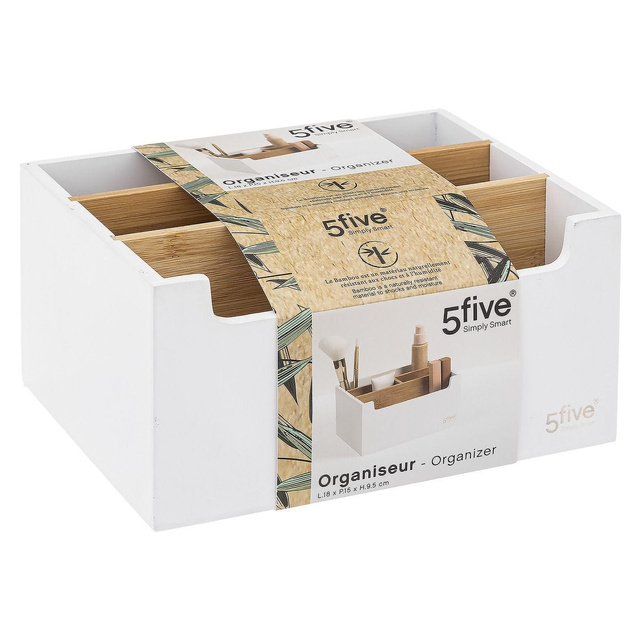 Organizator din bambus pentru cosmetice, 5 compartimente