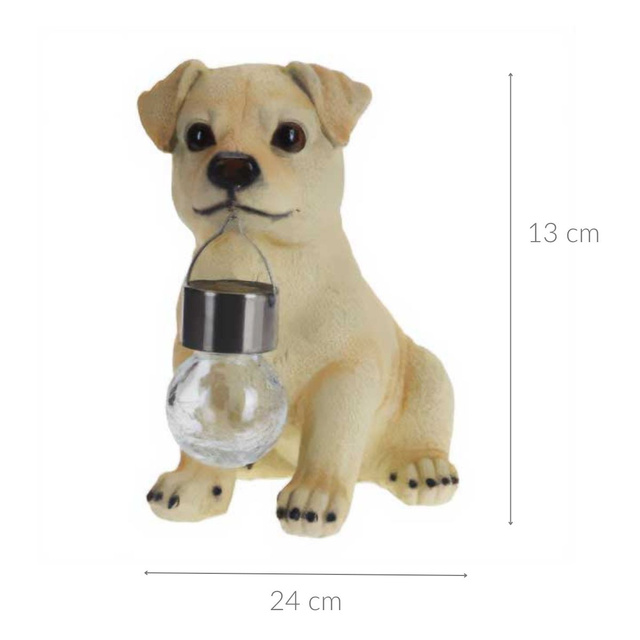 Figurină a unui câine cu lampă solară